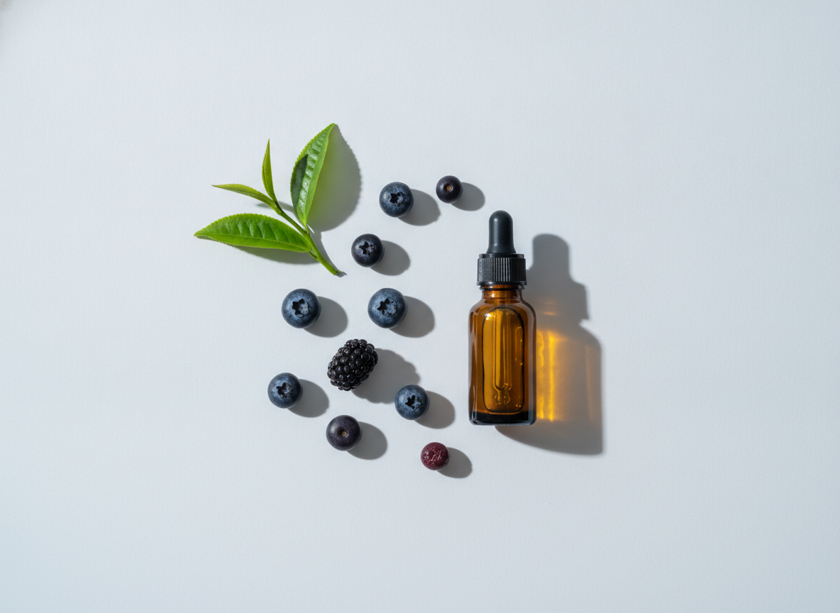 Thé vert, baies et huile végétale, sources naturelles d'antioxydants