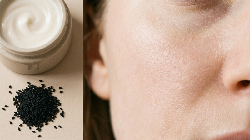Peau saine et crème visage à la nigelle, esthétique dermo-cosmétique