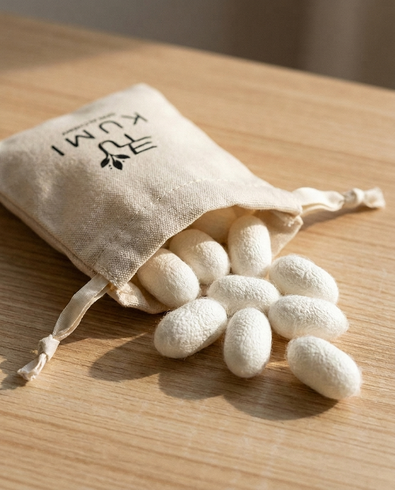 Cocons de Soie Nettoyants KUMI — sachet de 10, packshot hero